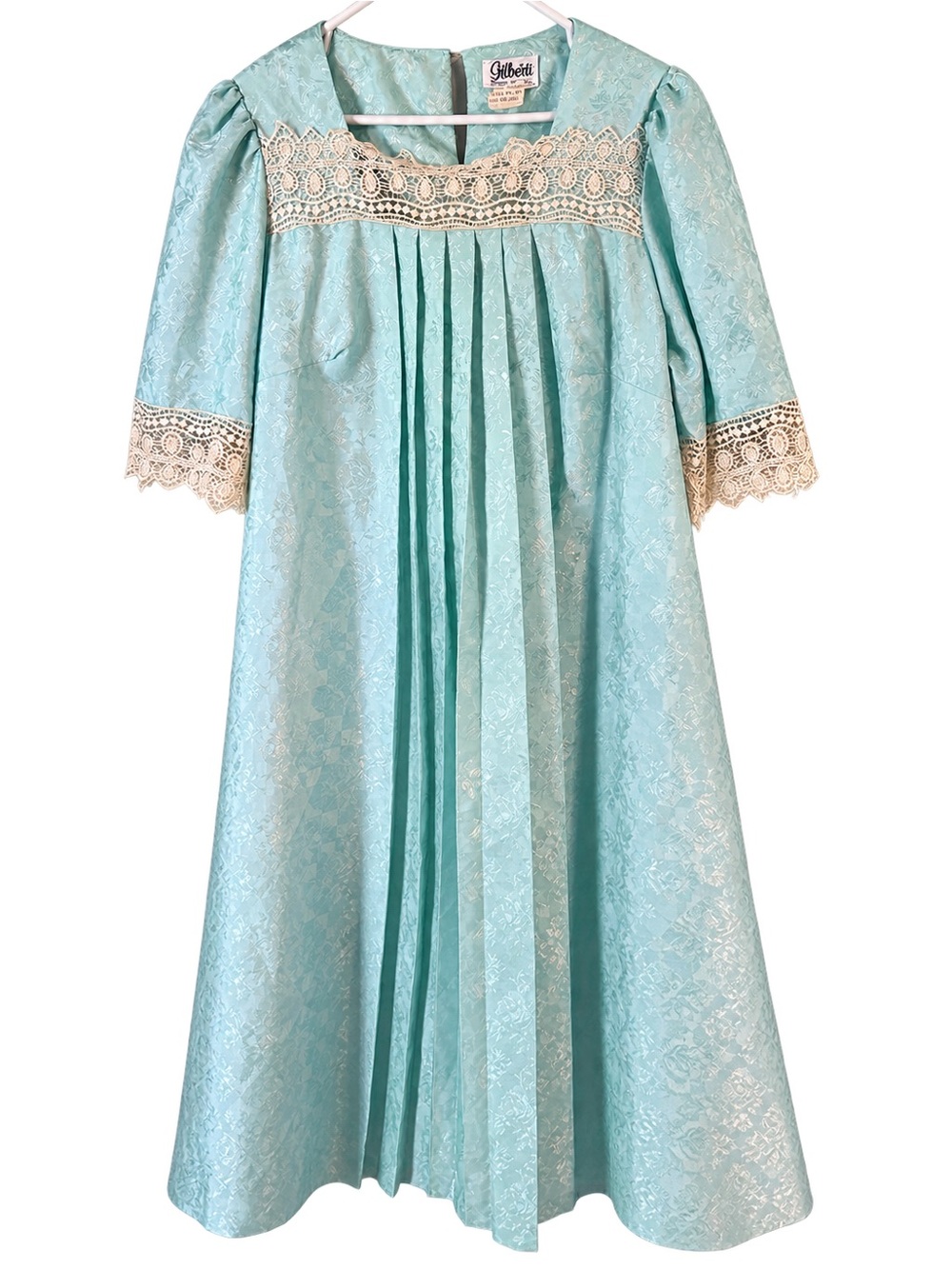 Vintage Gilberti Blue Lace-Trim Dress